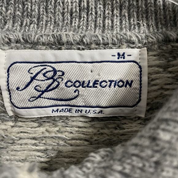 PSL Collection Fair Isle Sweater Size M Gray Collared Quarter Button Vintage 80s - Picture 5 of 6